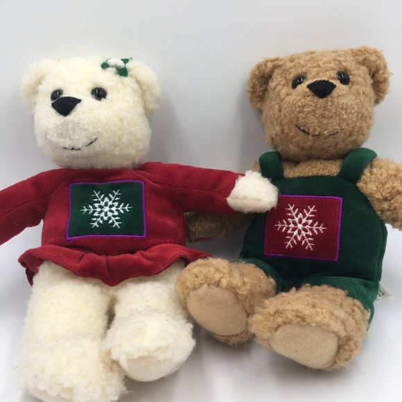 Hallmark KISS KISS Stuffed Plush BEARS, Magnetic Lips Connecting Hands ADORABLE - Picture 3 of 8